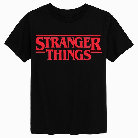 NWOT - Stranger Things Youth Small Black Tee – Red Logo - Picture 1 of 5